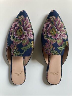 J Crew Pointed-toe slides in floral brocade Size 7.5